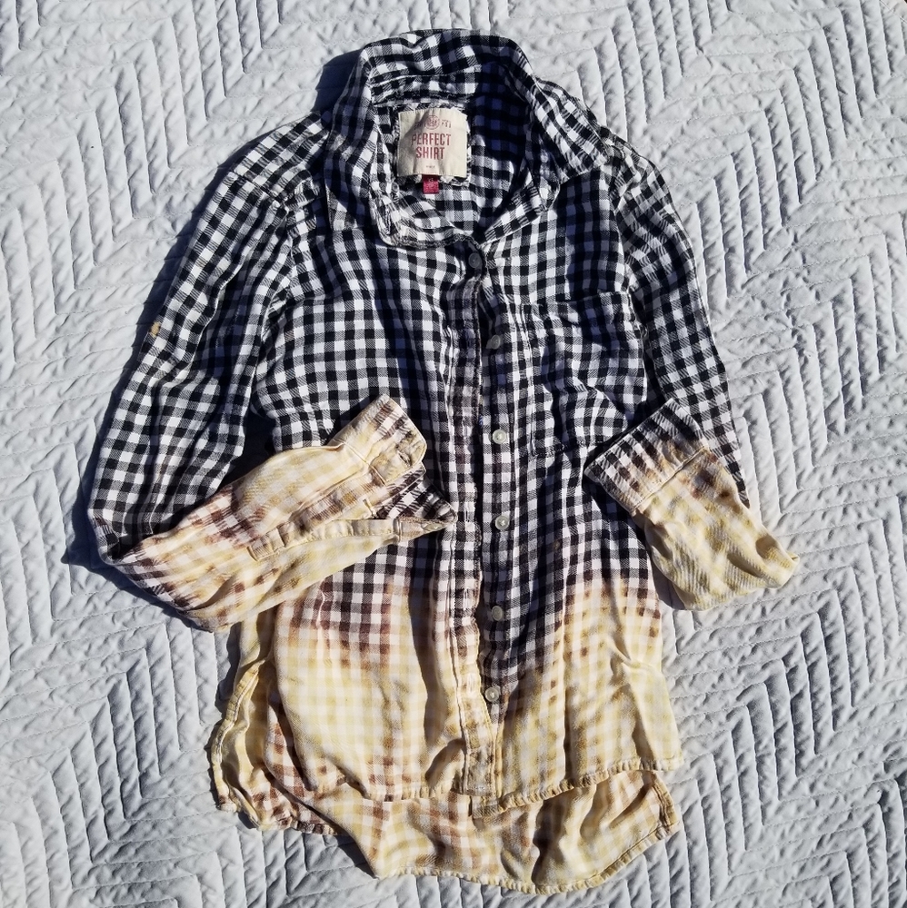 Perfect Flannel Soft Tie Dye Bleach Retro Trend XS